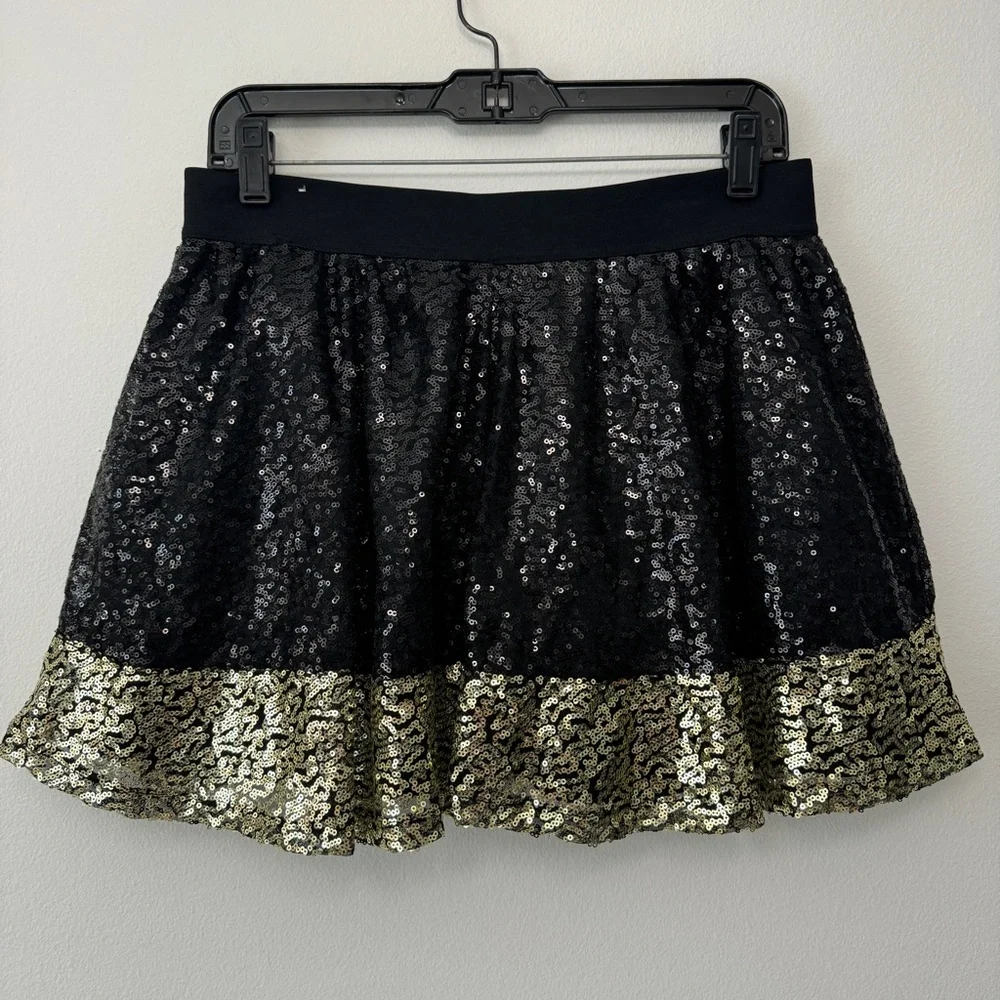 Black & Gold Sequin Skirt Justice Size 18 Girls
